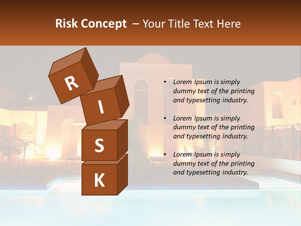 Night Swimming Pool Resort PowerPoint Template