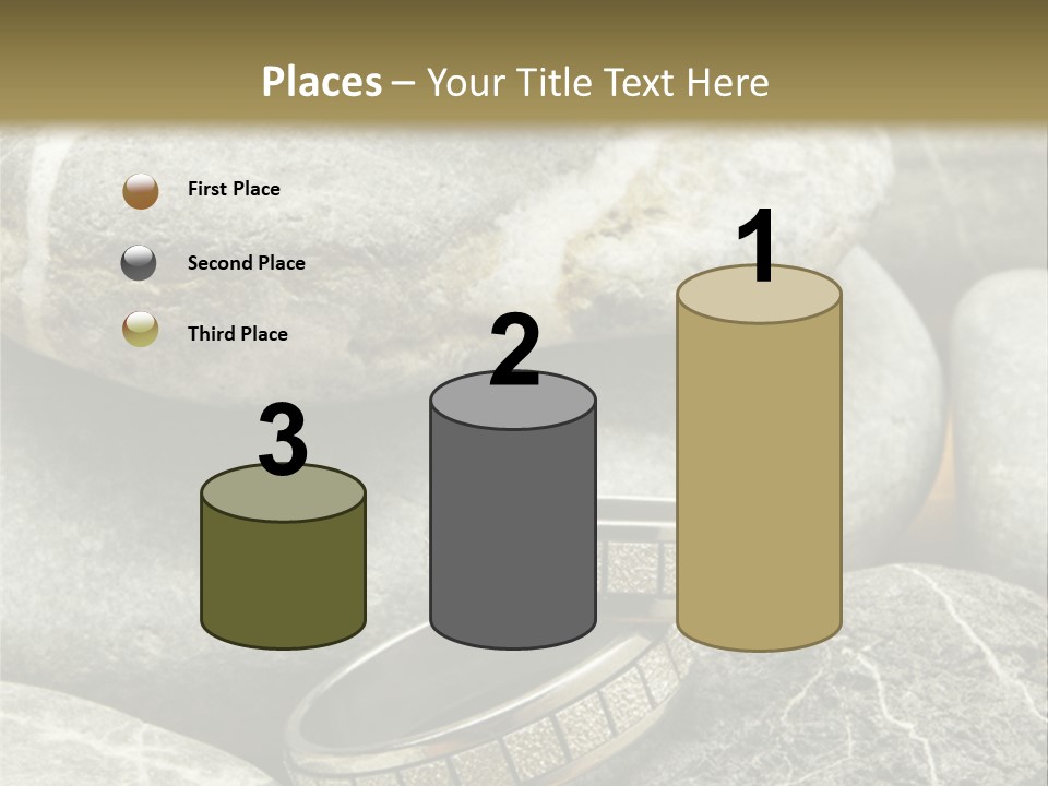 Two Wedding Rings On The Stones PowerPoint Template