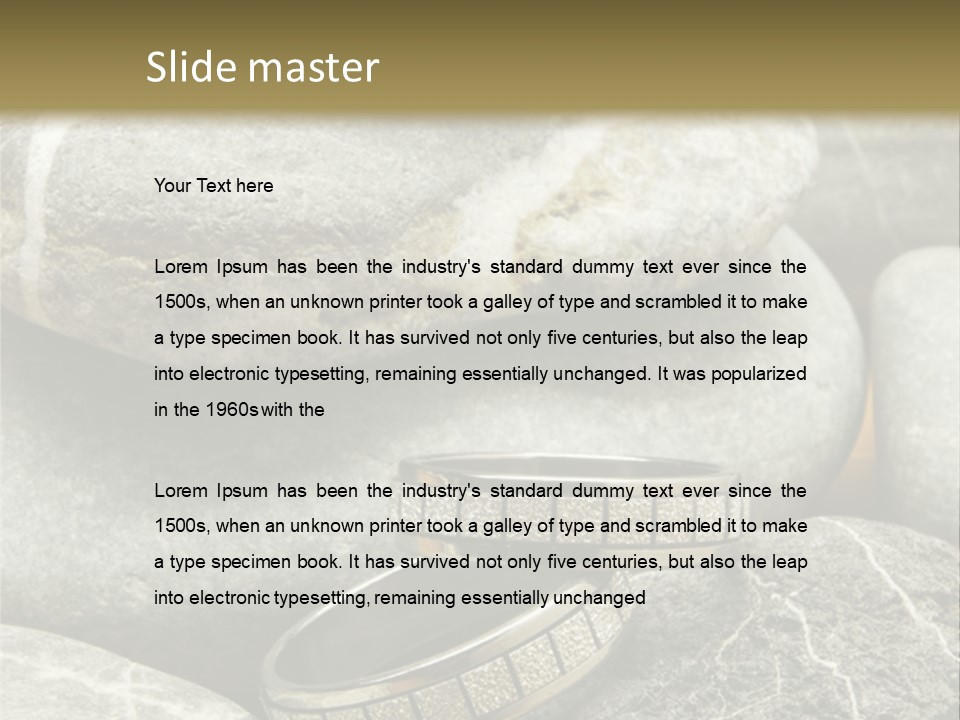 Two Wedding Rings On The Stones PowerPoint Template