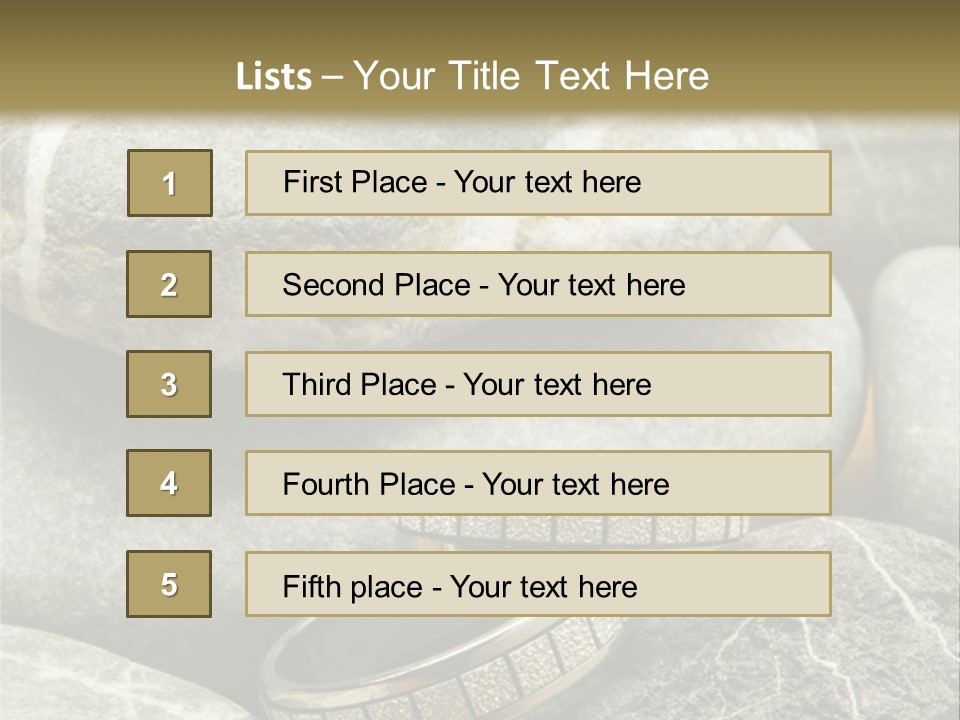 Two Wedding Rings On The Stones PowerPoint Template