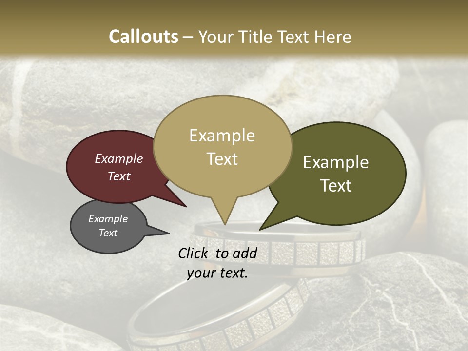 Two Wedding Rings On The Stones PowerPoint Template