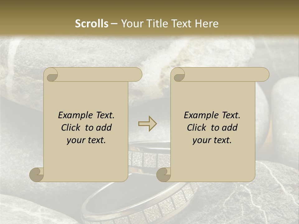 Two Wedding Rings On The Stones PowerPoint Template