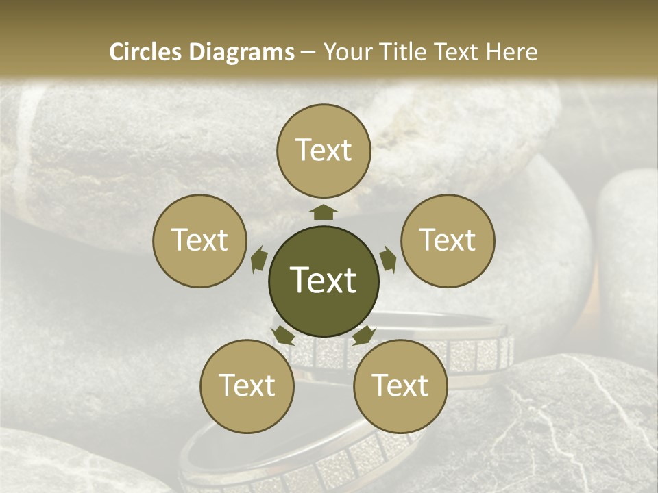 Two Wedding Rings On The Stones PowerPoint Template