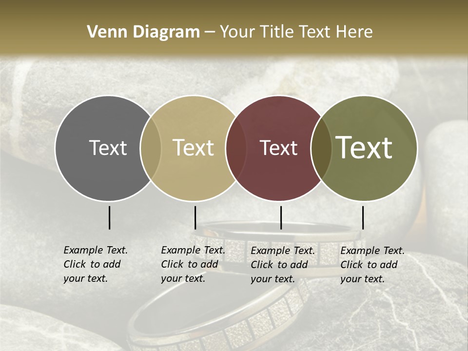 Two Wedding Rings On The Stones PowerPoint Template