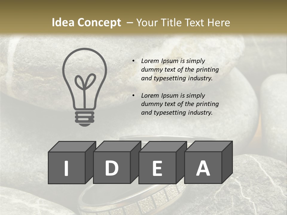 Two Wedding Rings On The Stones PowerPoint Template
