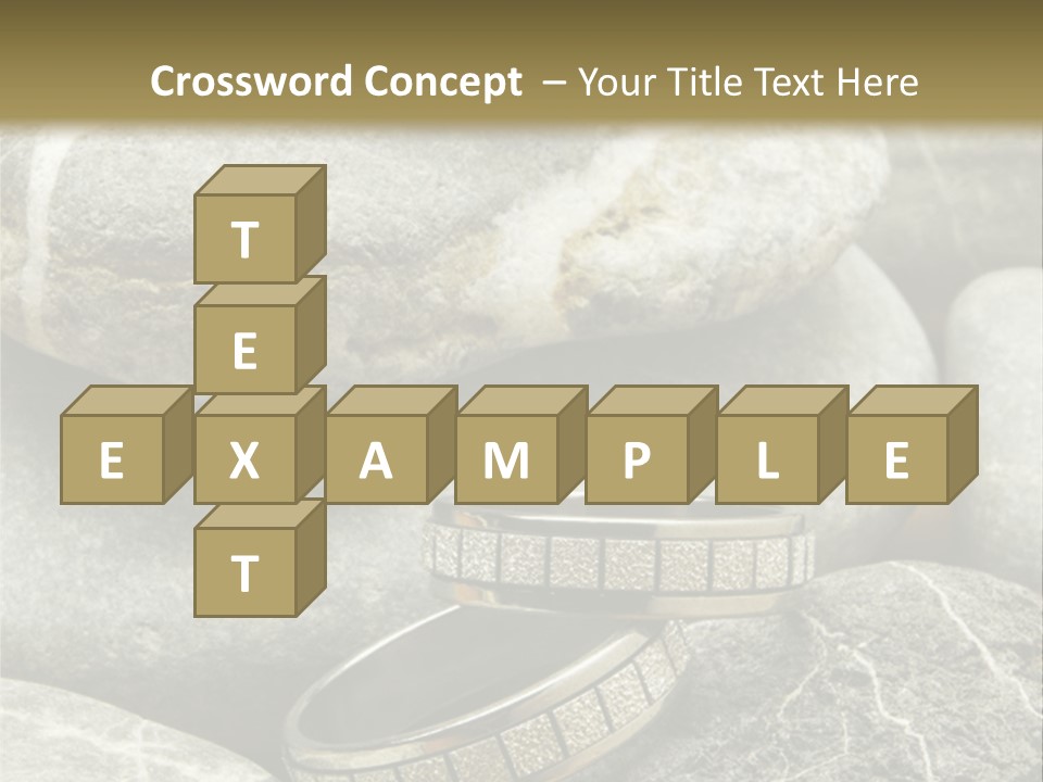 Two Wedding Rings On The Stones PowerPoint Template