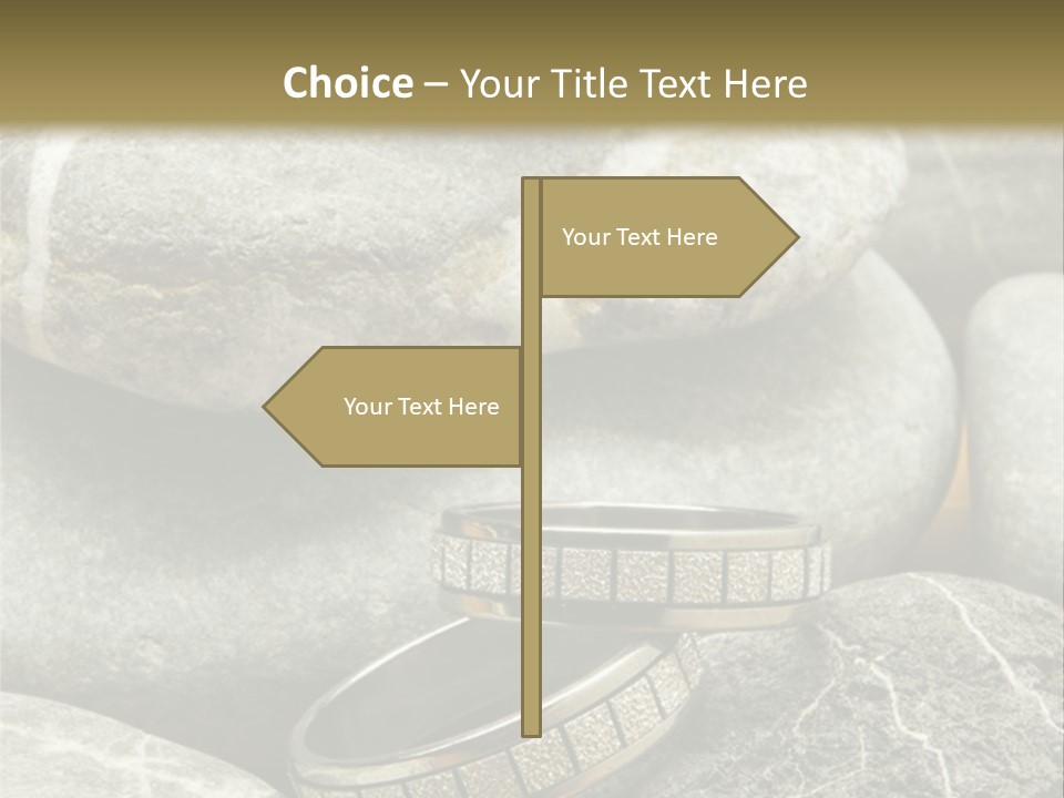 Two Wedding Rings On The Stones PowerPoint Template