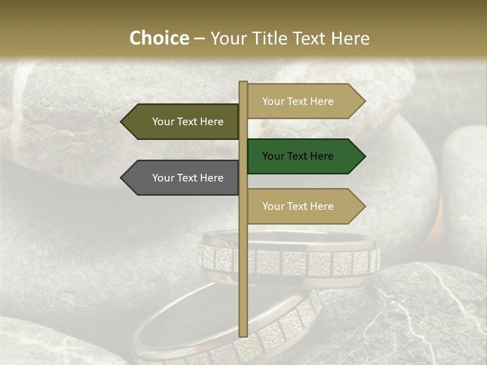 Two Wedding Rings On The Stones PowerPoint Template
