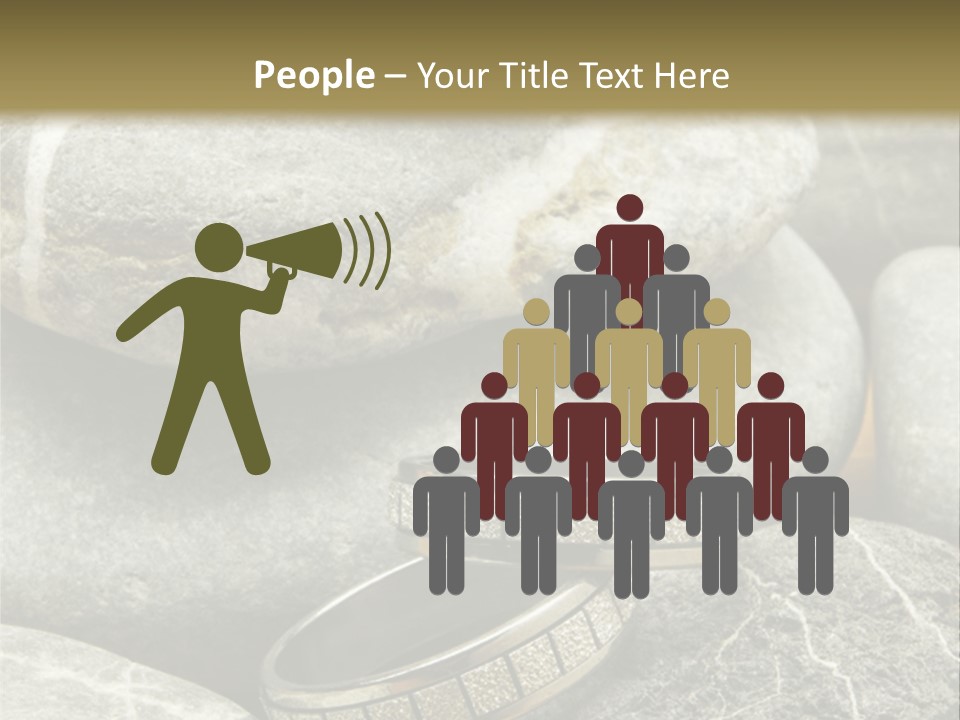 Two Wedding Rings On The Stones PowerPoint Template