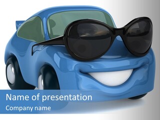 Illustration Of A Car With Glasses PowerPoint Template