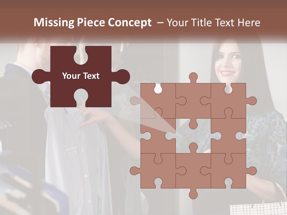 The Girl Picks Up A Shirt For Her Husband PowerPoint Template