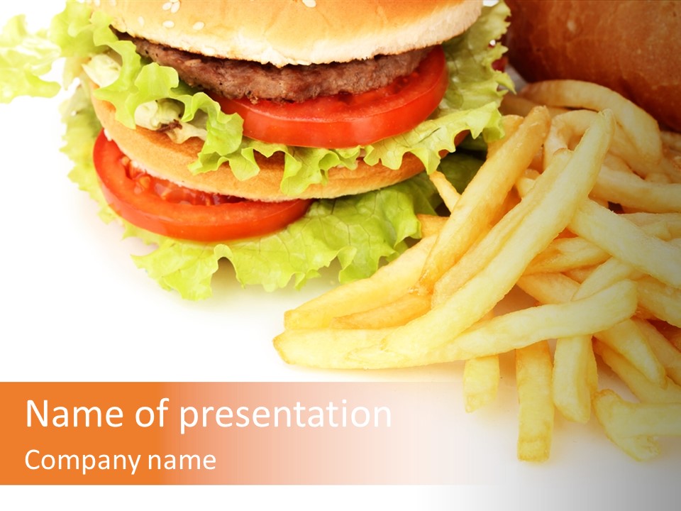 Double Burger With French Fries PowerPoint Template