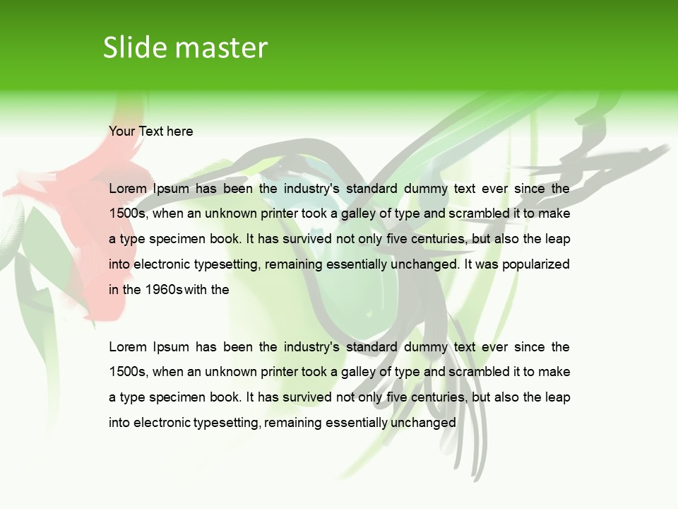 Watercolor Painting Of A Hummingbird And A Flower PowerPoint Template