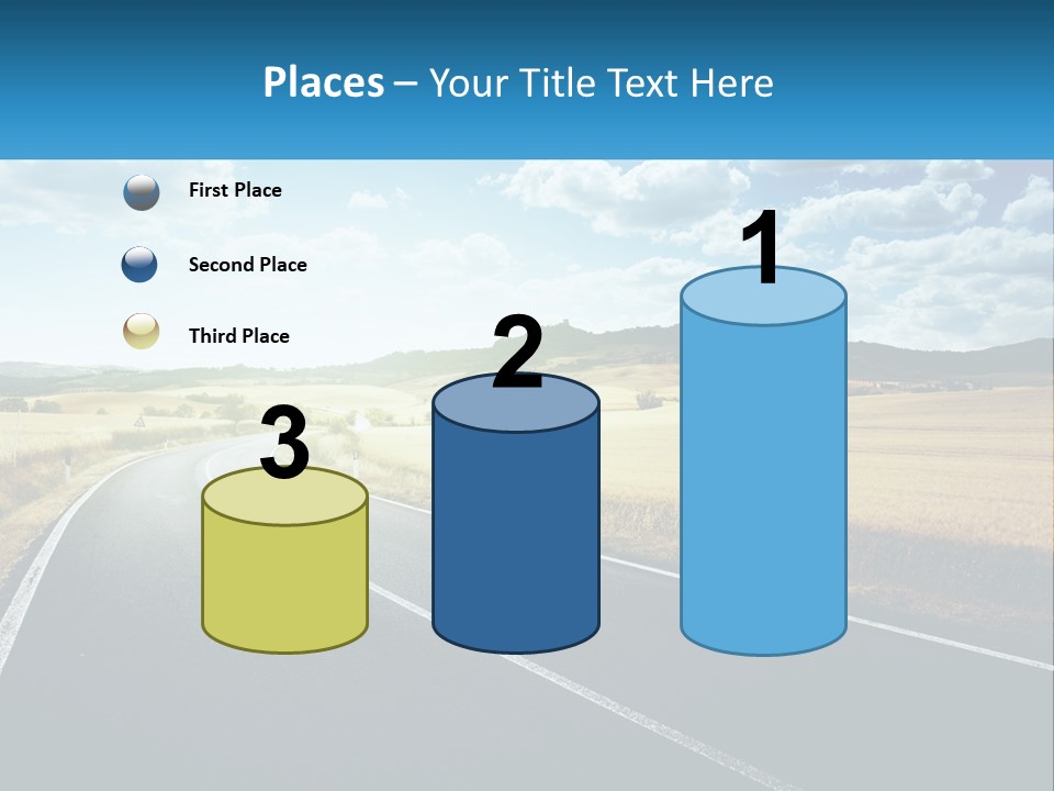 A Long Road In The Middle Of The Field PowerPoint Template