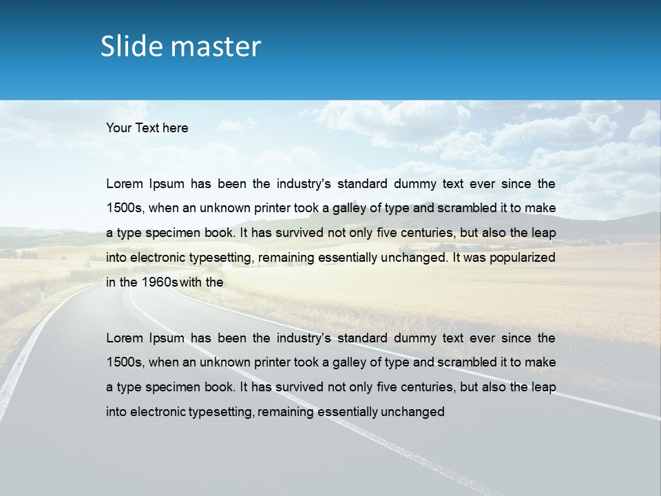 A Long Road In The Middle Of The Field PowerPoint Template