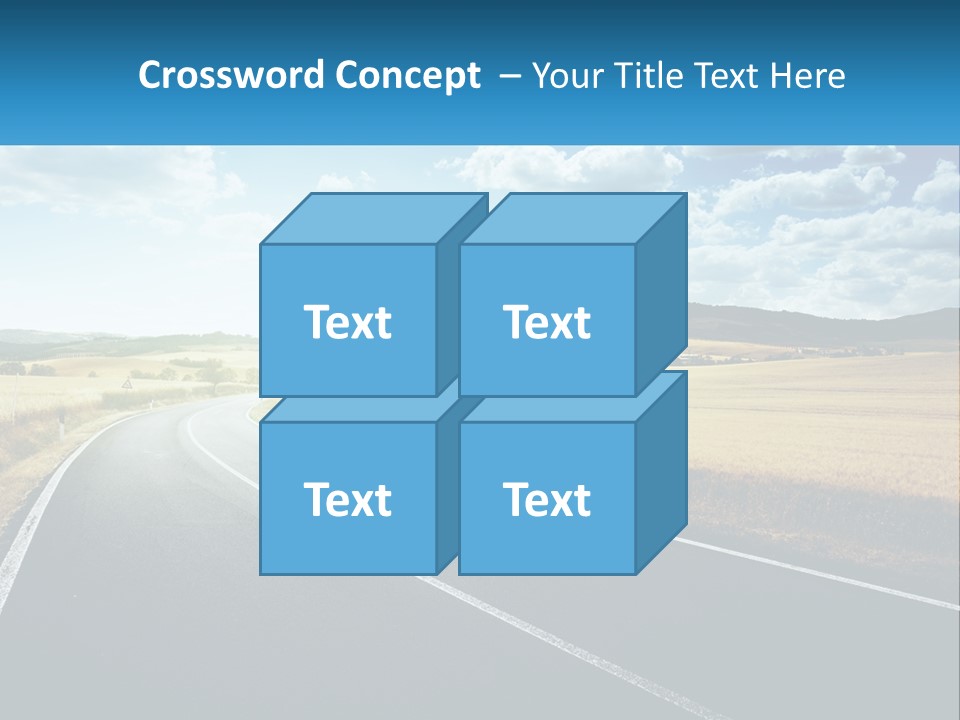 A Long Road In The Middle Of The Field PowerPoint Template