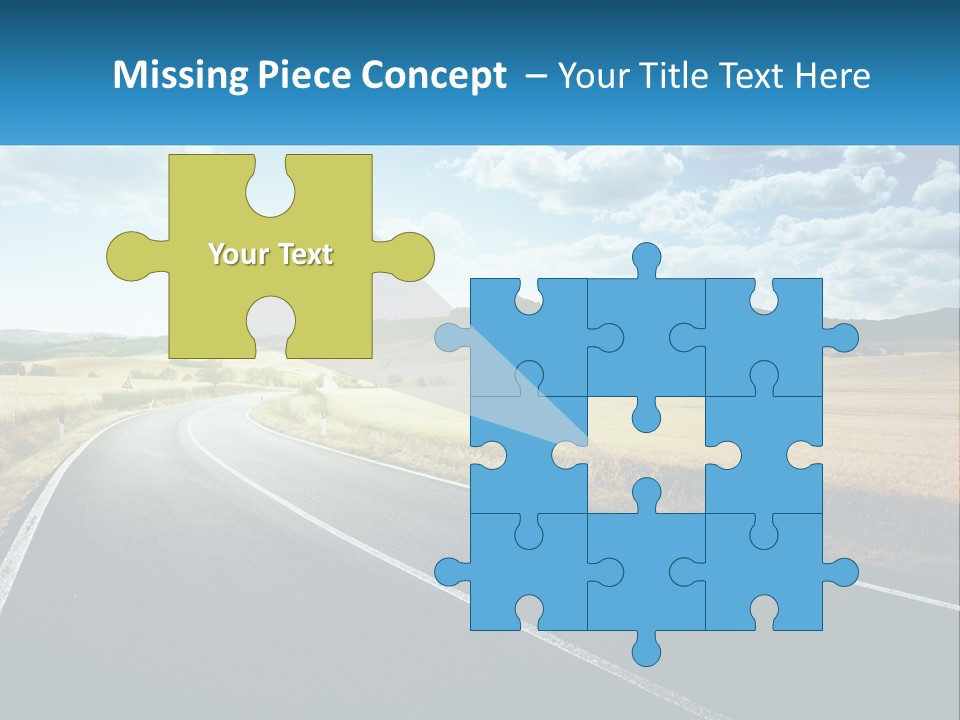 A Long Road In The Middle Of The Field PowerPoint Template