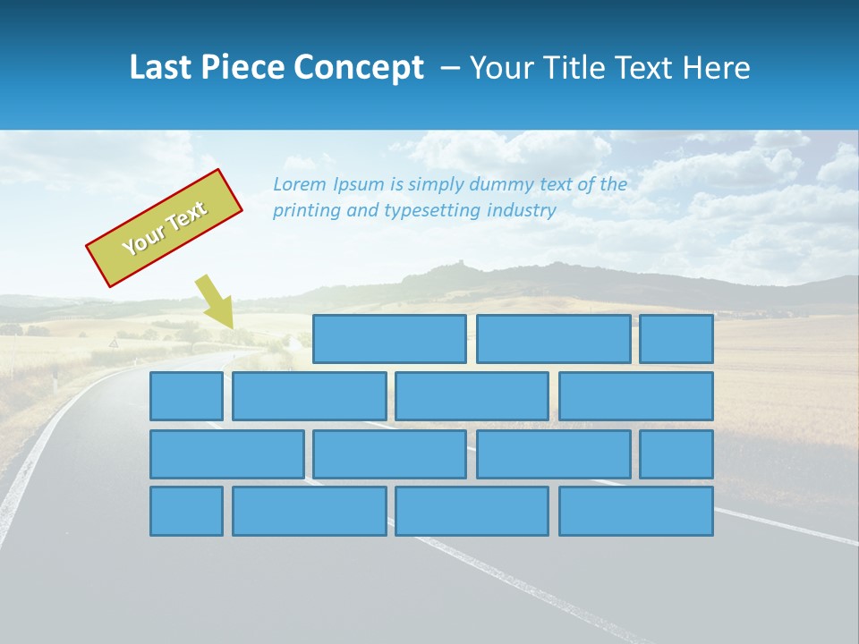 A Long Road In The Middle Of The Field PowerPoint Template