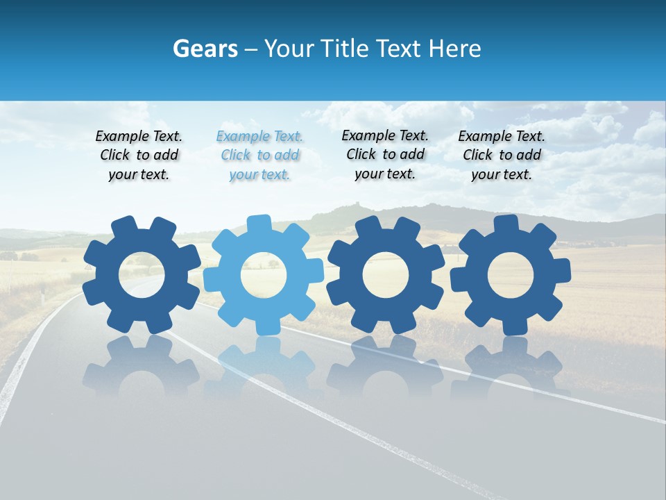 A Long Road In The Middle Of The Field PowerPoint Template
