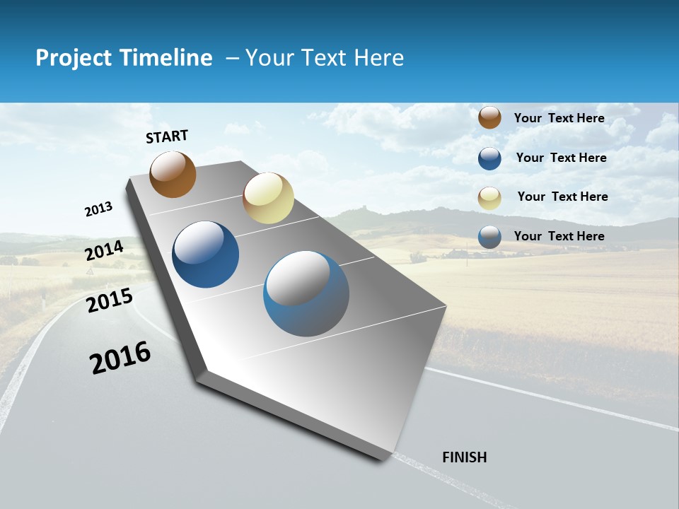 A Long Road In The Middle Of The Field PowerPoint Template