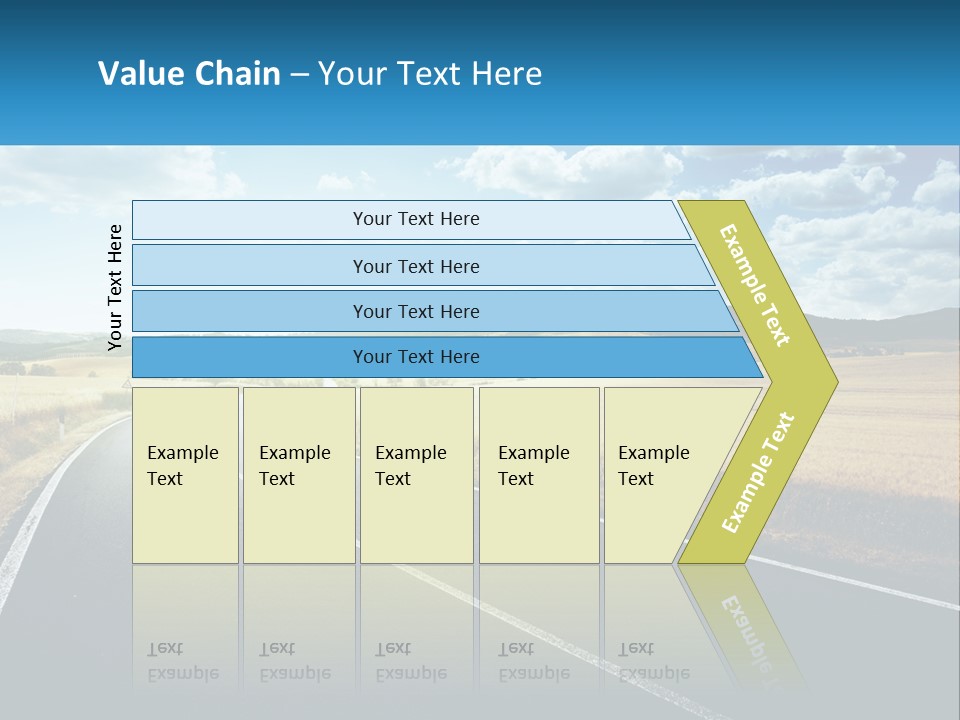 A Long Road In The Middle Of The Field PowerPoint Template