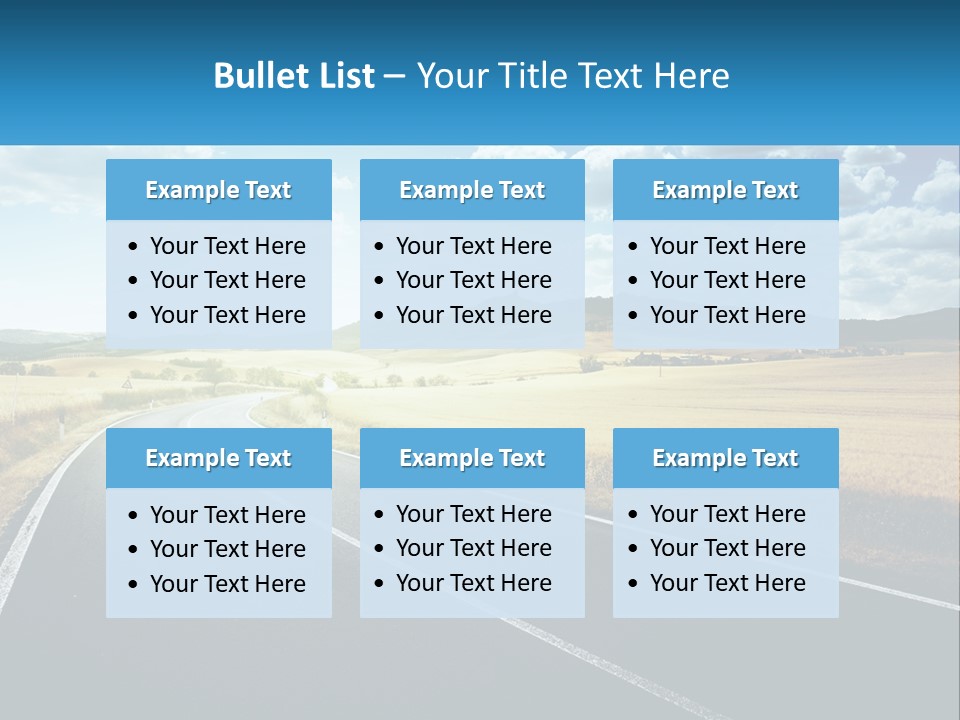 A Long Road In The Middle Of The Field PowerPoint Template