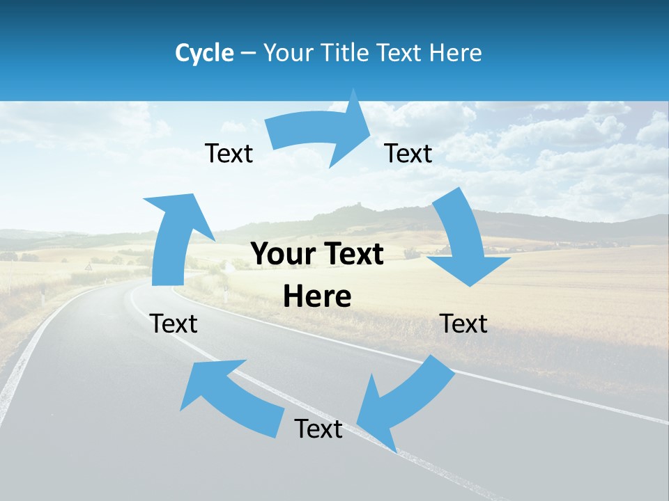 A Long Road In The Middle Of The Field PowerPoint Template