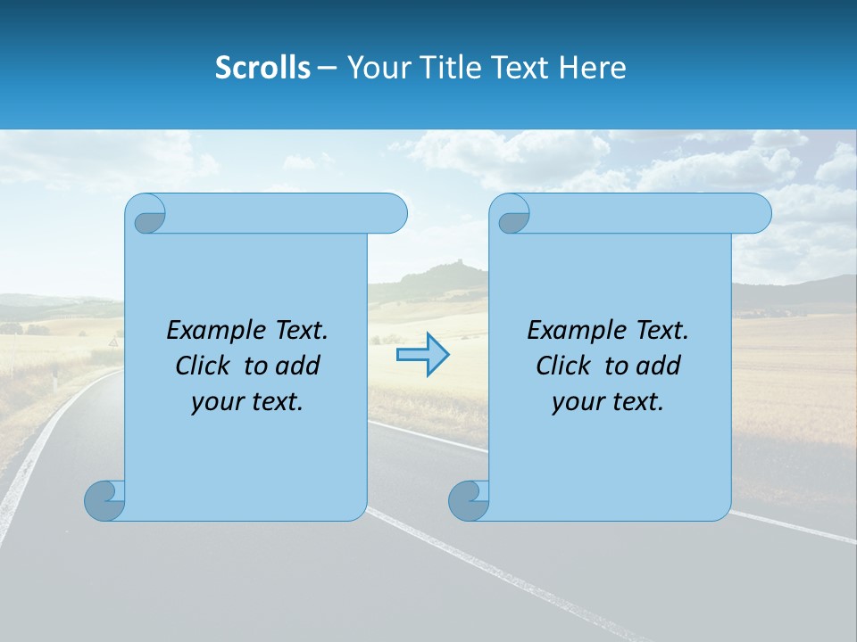 A Long Road In The Middle Of The Field PowerPoint Template