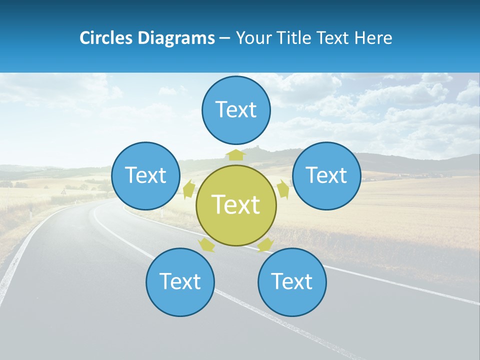A Long Road In The Middle Of The Field PowerPoint Template