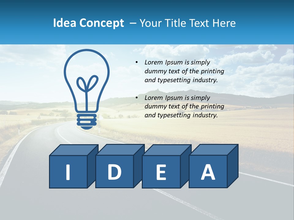 A Long Road In The Middle Of The Field PowerPoint Template