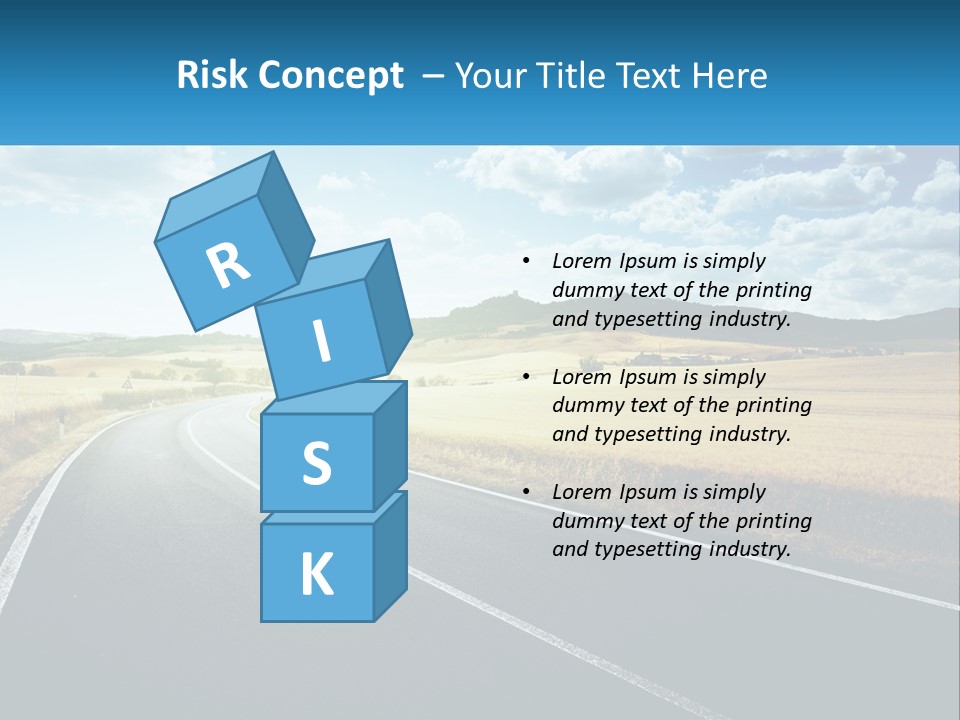 A Long Road In The Middle Of The Field PowerPoint Template