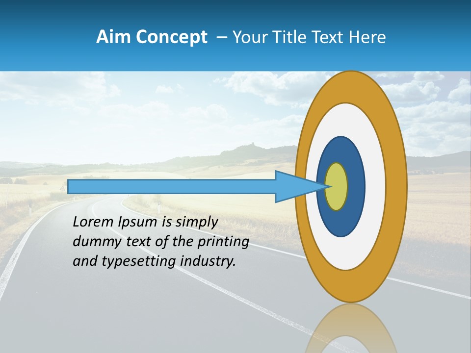 A Long Road In The Middle Of The Field PowerPoint Template