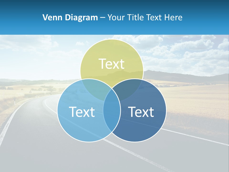 A Long Road In The Middle Of The Field PowerPoint Template