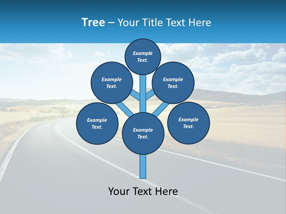 A Long Road In The Middle Of The Field PowerPoint Template