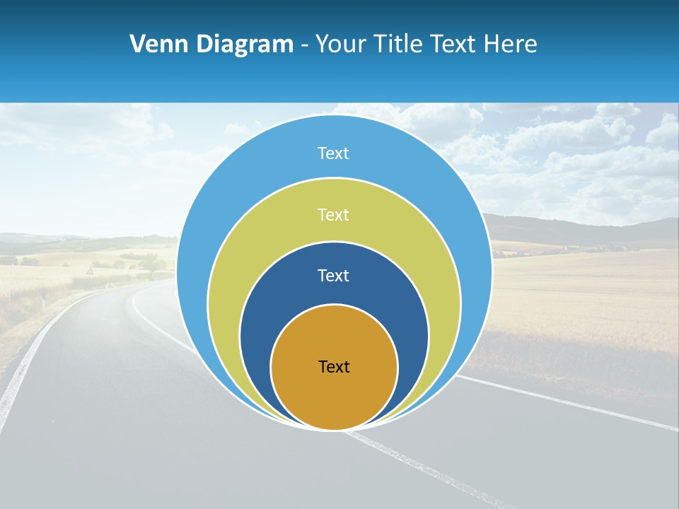 A Long Road In The Middle Of The Field PowerPoint Template