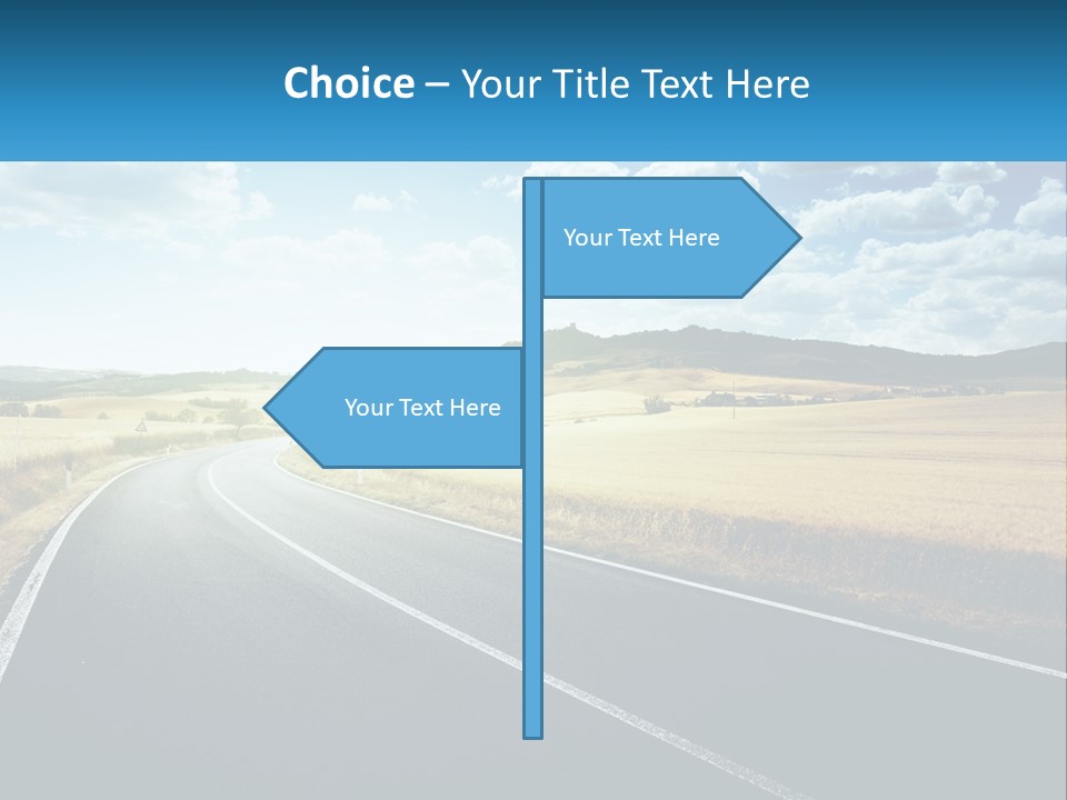 A Long Road In The Middle Of The Field PowerPoint Template