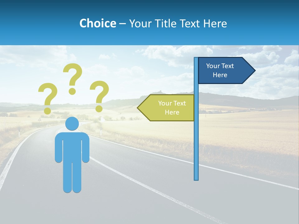 A Long Road In The Middle Of The Field PowerPoint Template