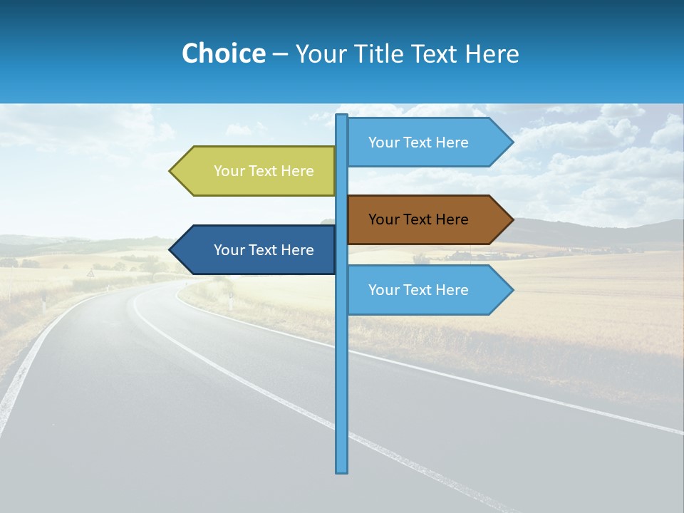 A Long Road In The Middle Of The Field PowerPoint Template