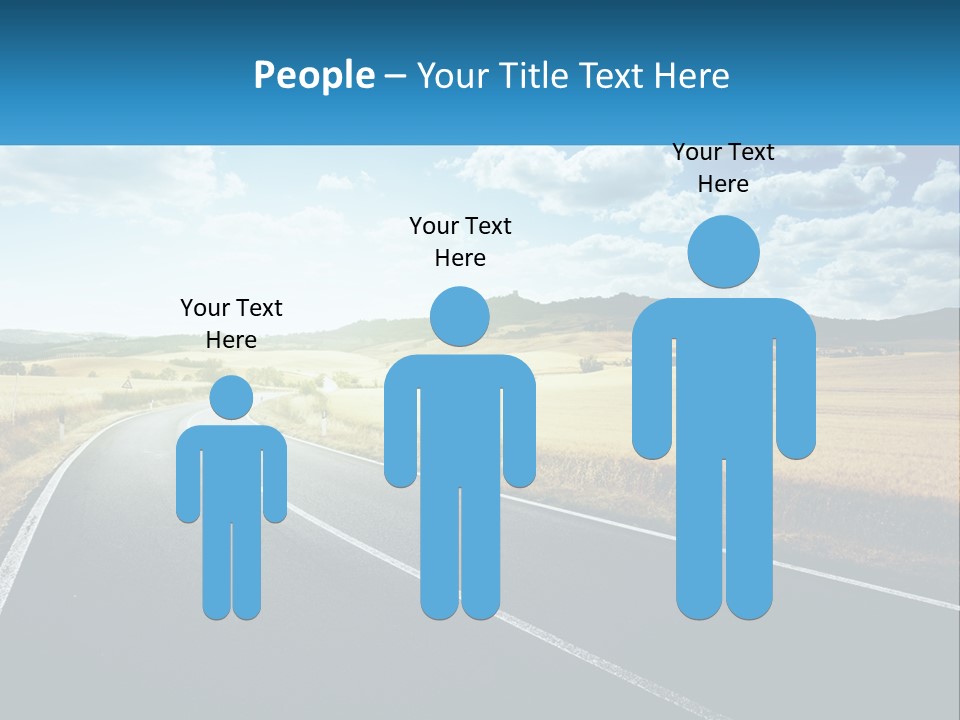 A Long Road In The Middle Of The Field PowerPoint Template