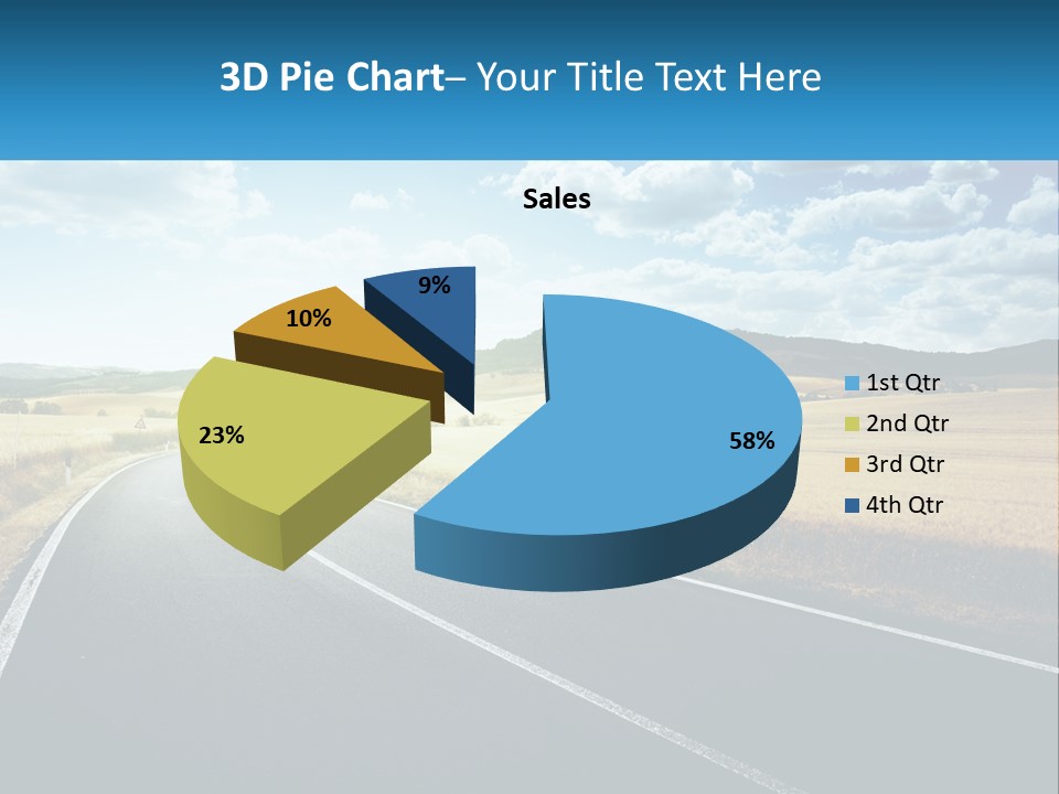 A Long Road In The Middle Of The Field PowerPoint Template