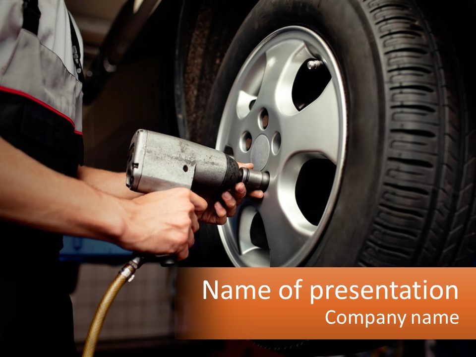 Dismantle The Wheel From The Car PowerPoint Template