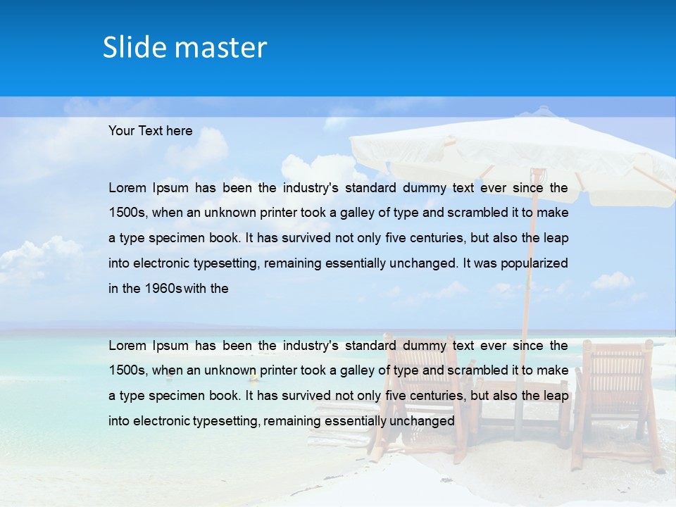 Sunbeds By The Sea PowerPoint Template