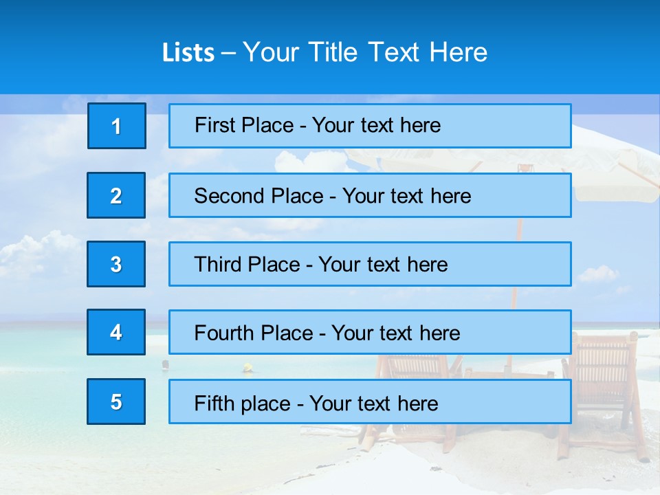 Sunbeds By The Sea PowerPoint Template