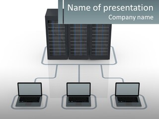 Computers Are Connected To The Server PowerPoint Template