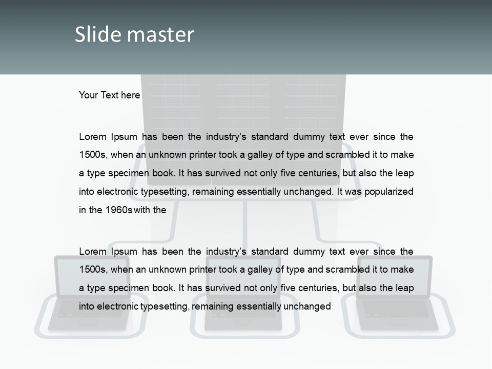 Computers Are Connected To The Server PowerPoint Template