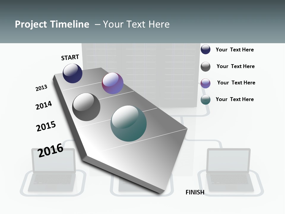 Computers Are Connected To The Server PowerPoint Template