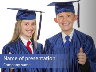 Teen Cap And Gown Set PowerPoint Template