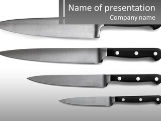 Set Of Kitchen Knives PowerPoint Template