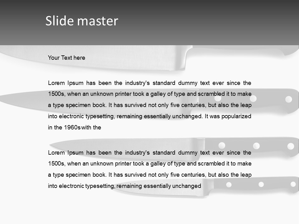 Set Of Kitchen Knives PowerPoint Template