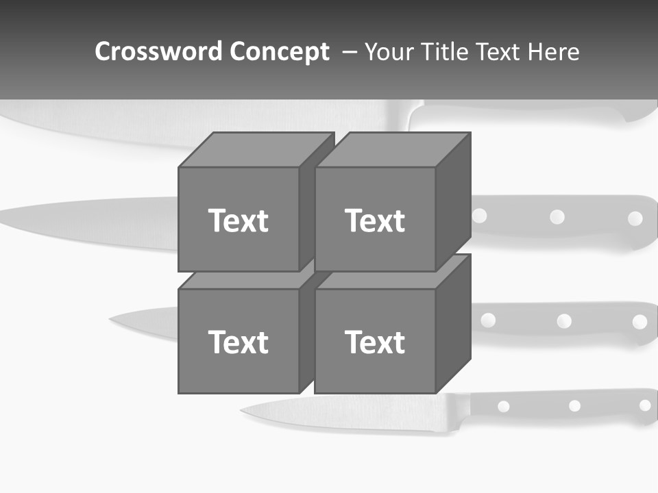 Set Of Kitchen Knives PowerPoint Template